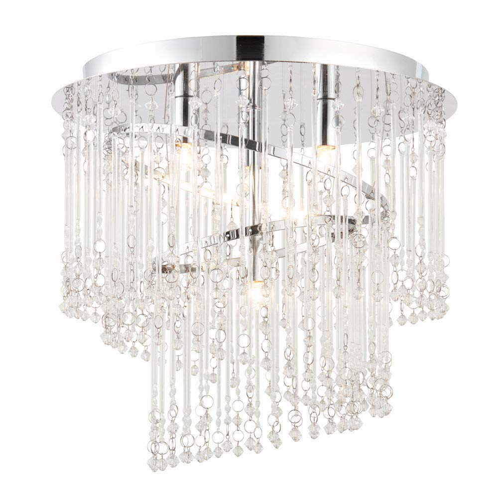 Betta Lighting Light Clear Glass Spiral Design Droplets And Chrome 4 Flush Ceiling