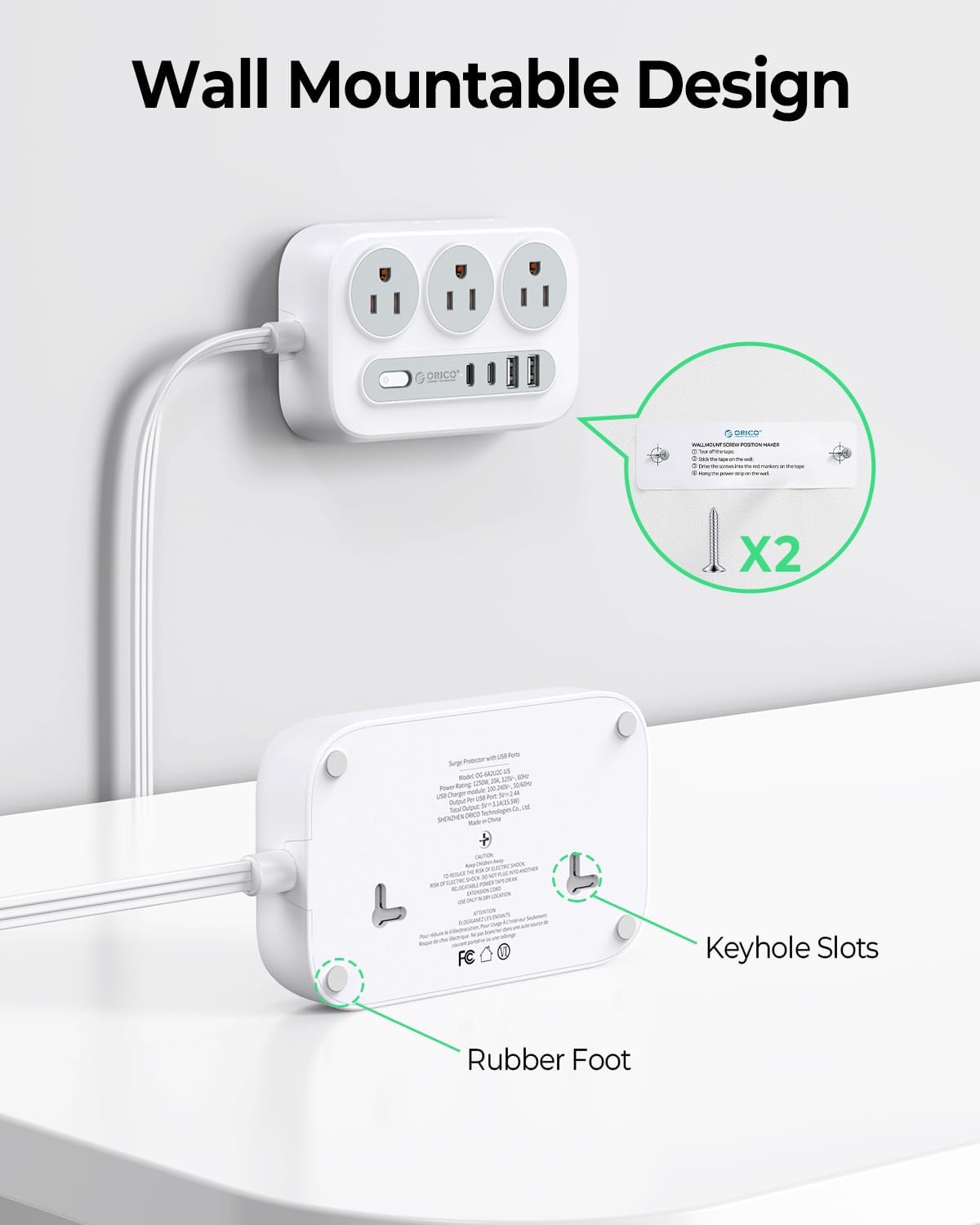 ORICO USB-C Power Strip with USB-A and USB-C ports for charging devices
