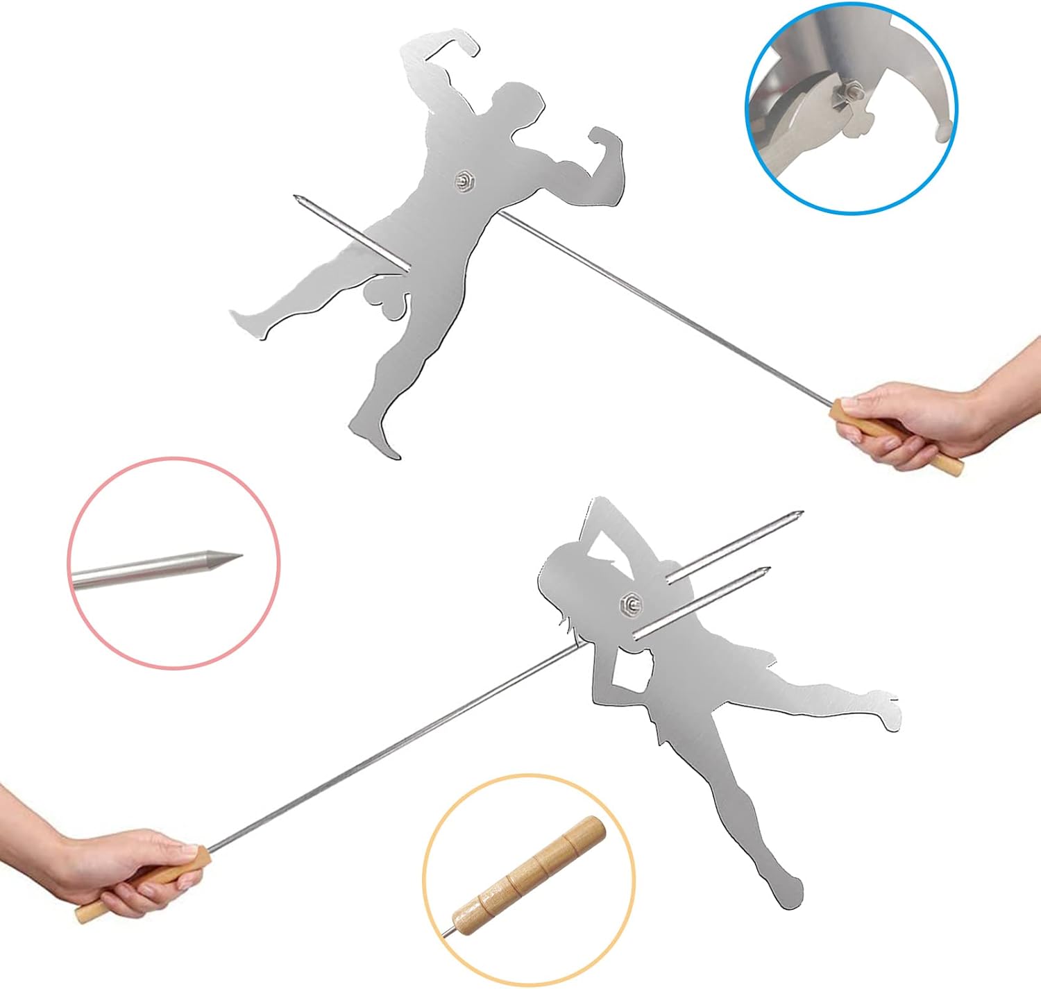 KOWSi® New Upgrade Muscle Man and Sexy Women 2PCS Barbecue Forks | Novelty Funny Bonfire Grill Stick | Stainless Steel Campfire BBQ Cookware Accessories with Basting Brushes (Muscle Man & Sexy Women) : Patio, Lawn & Garden
