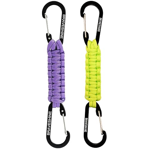BRAVESHINE Paracord Keychain Carabiner Clip, D Ring Lanyard Hanger Stroller