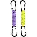 BRAVESHINE Carabiner Keychain Hook with Paracord Strap - 1 Purple 1 Green D Ring Key Clips Para Cord Lanyard Hanger Stroller Hooks for Water Bottle, Belt Loop Keys, Backpacks, Boys, Girls, Men, Women