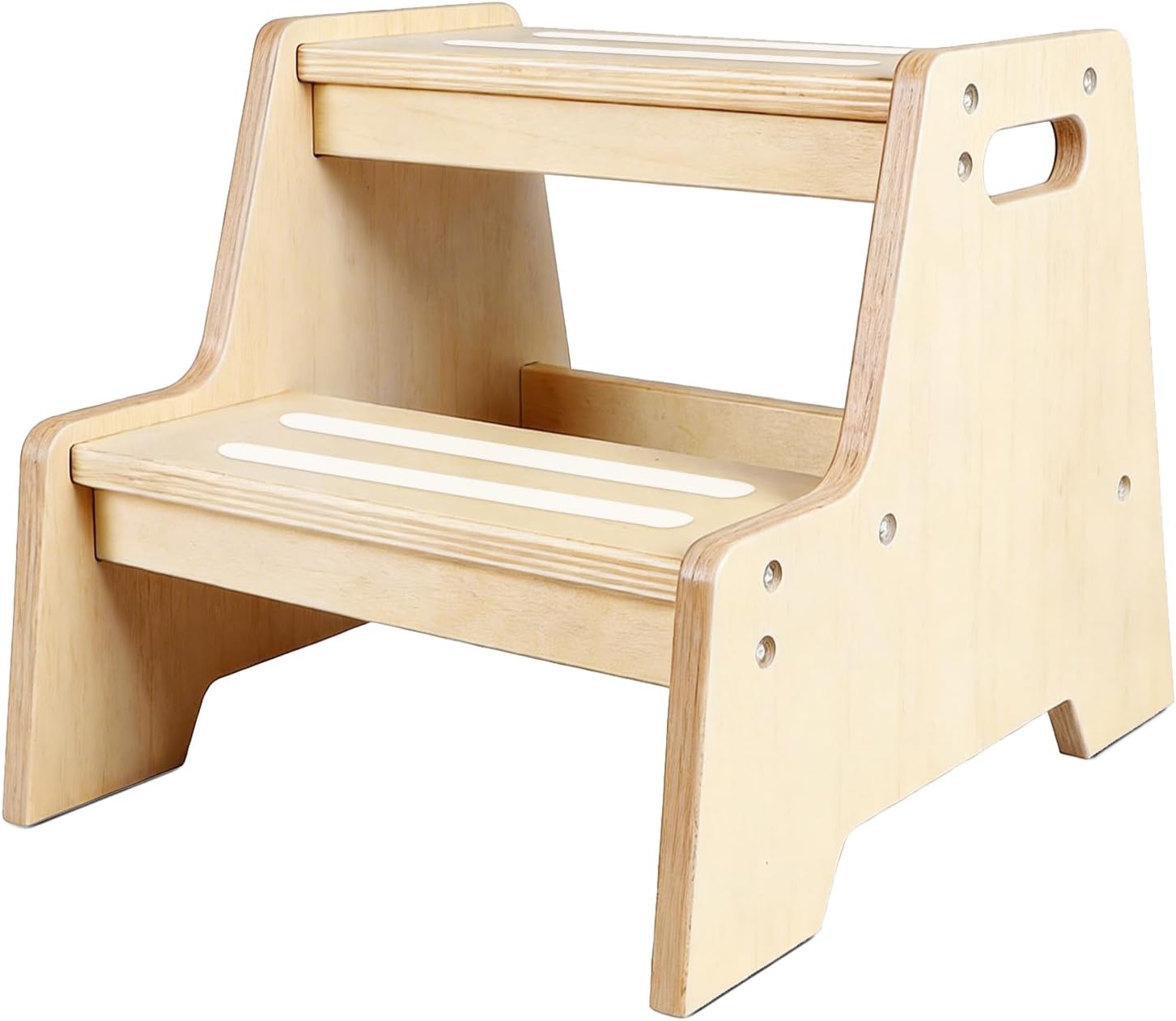 Wooden 2-Tier Step Stool for Toddlers, Non-Slip Kids Step Ladder with Carry Handles, Safety Sturdy Toddler Step Stool for Bathroom Sink, Kitchen Counter, Potty Training & Hand Washing (Natural)