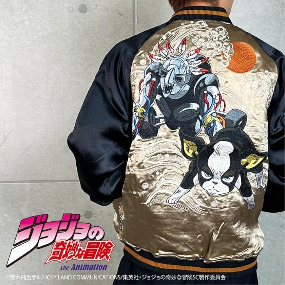 メンズ　スカジャン　「ジョジョの奇妙な冒険 ダイヤモンドは砕けない」 アベイル アベイル ジョジョの奇妙な冒険 DIO 影ディオ スカジャン M