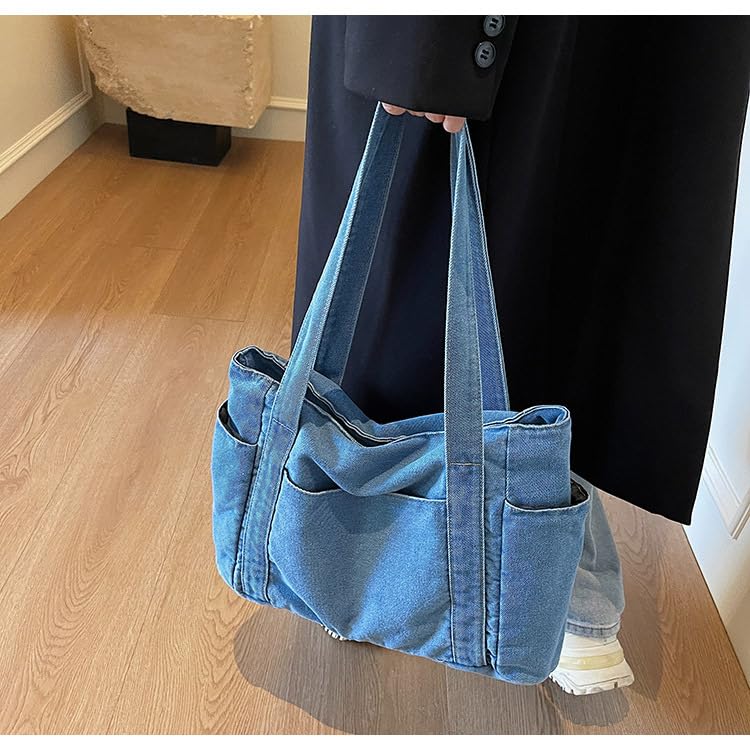 Bolso Tote Casual de Denim para Mujer Color Azul Claro miniatura 3