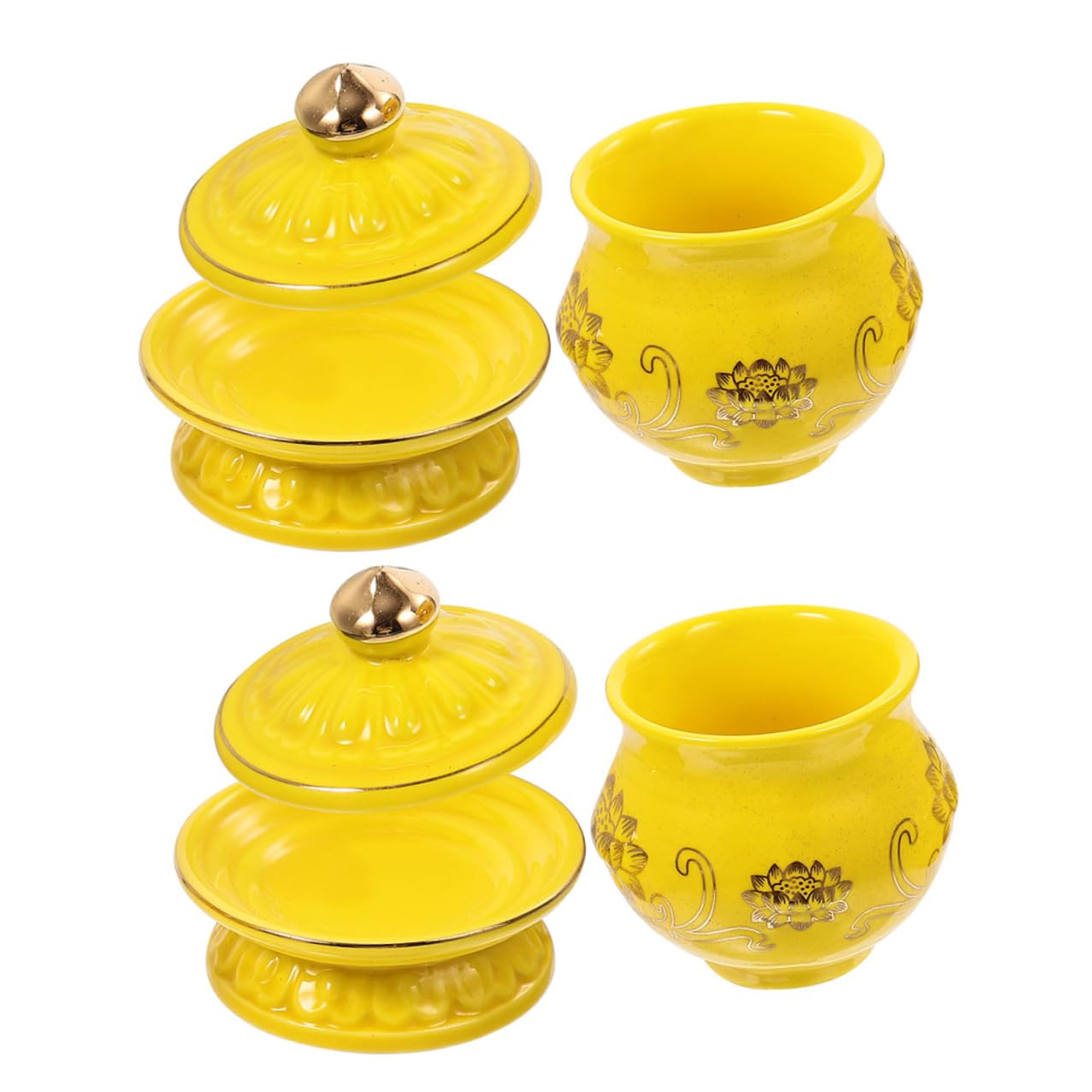 Tasse d'offrande d'eau bouddhiste petite coupe lotus en céramique blanche