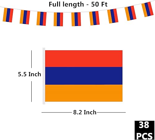 Miniatura 32 de Bandera argentina de 50 pies con cadena de bandera argentina, mini bandera argentina pequeña, para decoración de fiestas, tiendas y bares