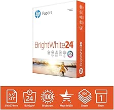 HP Printer Paper BrightWhite 24lb, 8.5x 11, 1 Ream, 500 Sheets, Made in USA From Forest Stewardship Council (FSC) Certified Resources, 100 Bright, Acid Free, Engineered for HP Compatibility, 203000R - coolthings.us