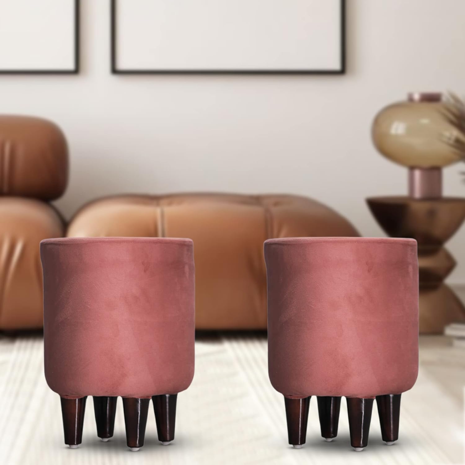 YELLOWLEGS Pouffes for Sitting for Living Room Ottoman Pouffes Stool