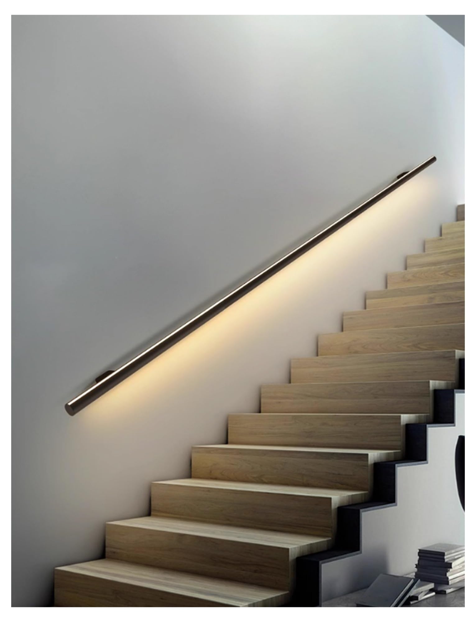 Pasamanos LED para escaleras con sensor, pasamanos luminosos montados en la pared, aleación de aluminio duradera para escaleras exteriores e interiores