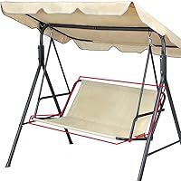 Vista 2 de Funda para Silla Columpio de Banco Cubierta de Repuesto, 600D Impermeable Fundas de Asiento de Silla Columpio para Patio Exterior Jardín Silla Beige