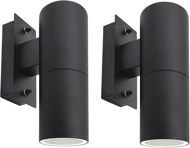 Zenon Lighting Collection 2 x Modern Outdoor Wall Light Black Stainless Steel IP65 ZLC076B
