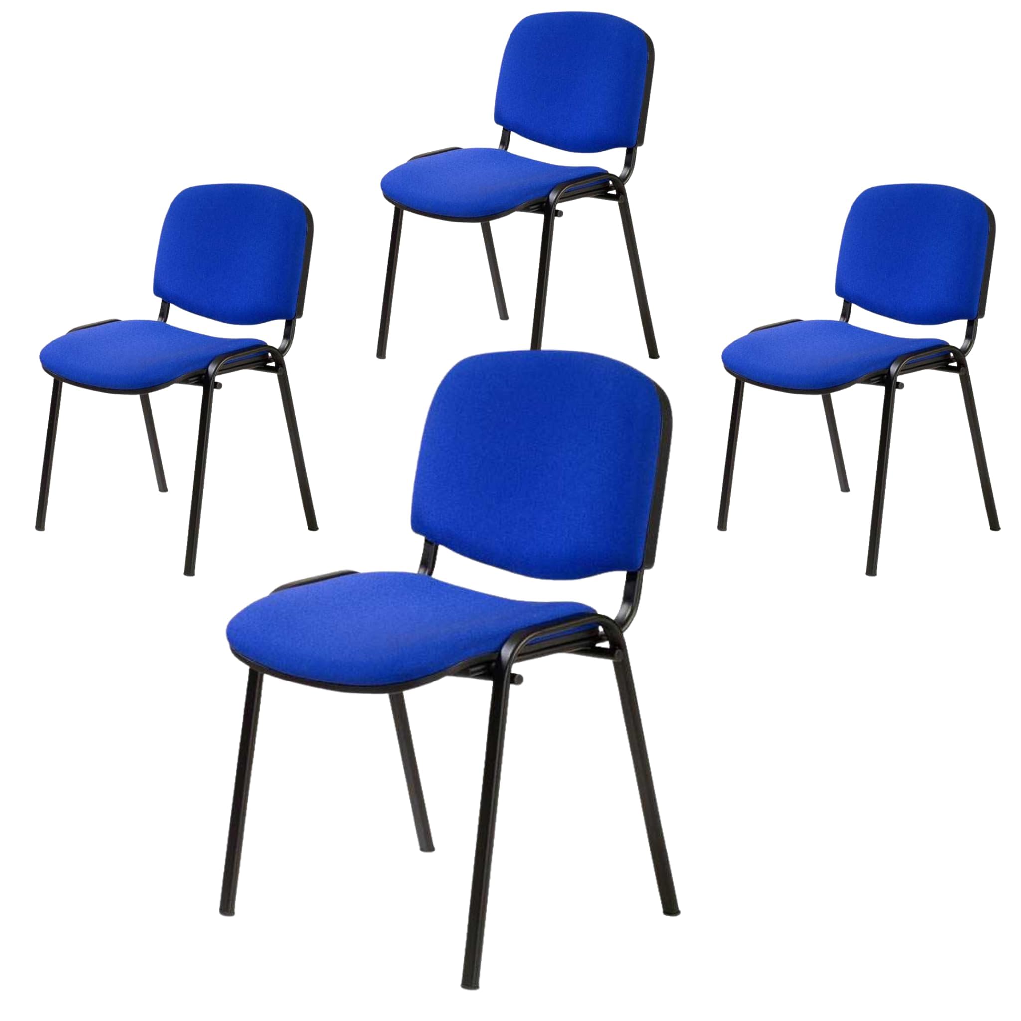 Topsit 4er Set Besucherstuhl ISO, Konferenzstuhl stapelbar, gepolsterte Sitzfläche und Rückenlehne (Blau)