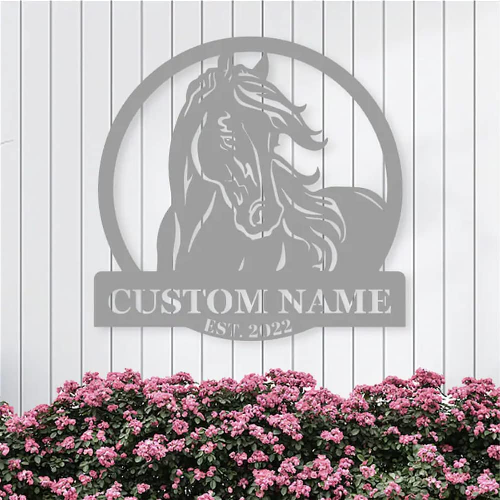 Cavallo Metallo Wall Art, Horse Farm Segni Metallo Esterno, Personalizzato Cavallo Indirizzo Segno