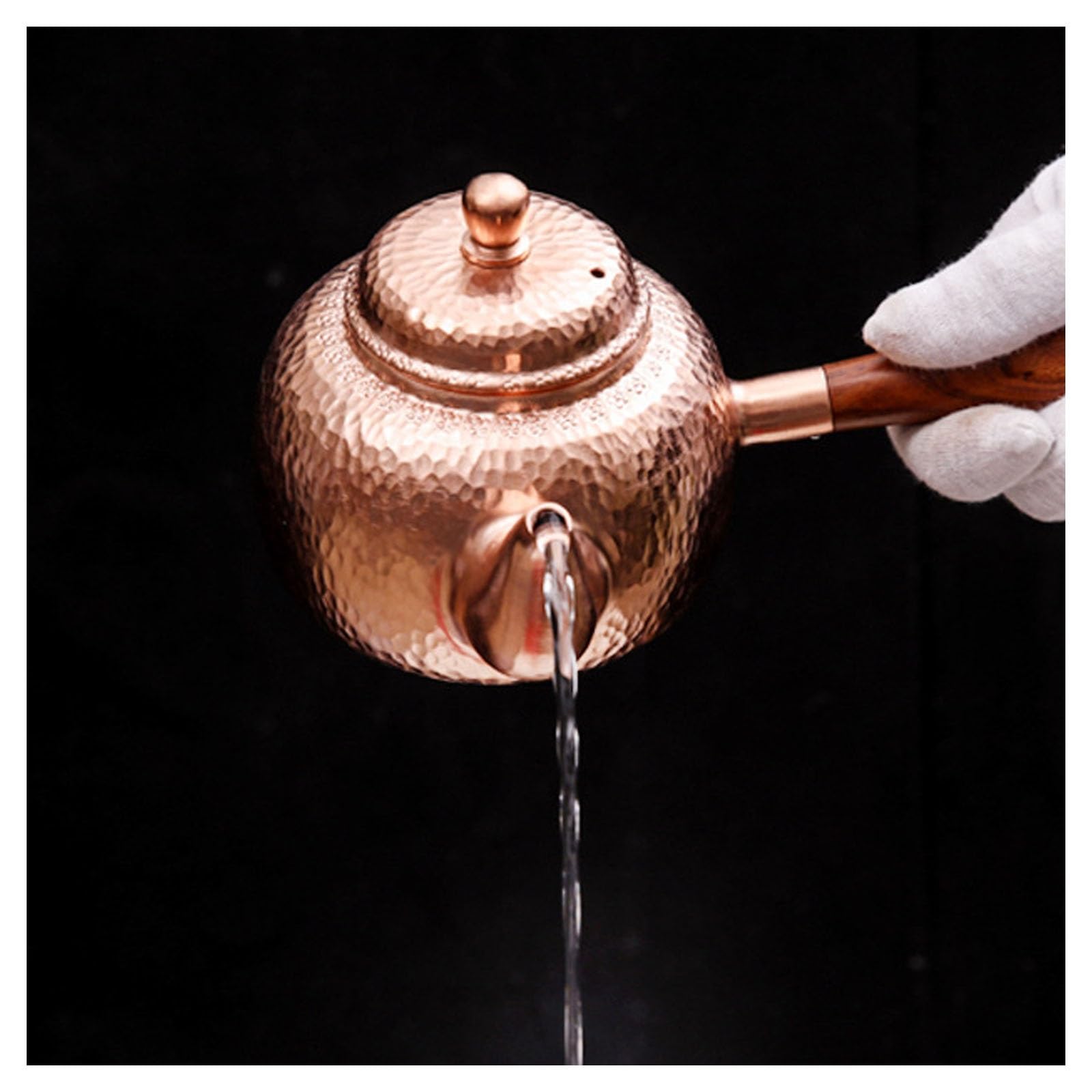 Tetera de cobre hecha a mano, hervidor vintage con mango largo, cafetera batida para camping, picnic, hotel, senderismo, perfecta para té, leche o café