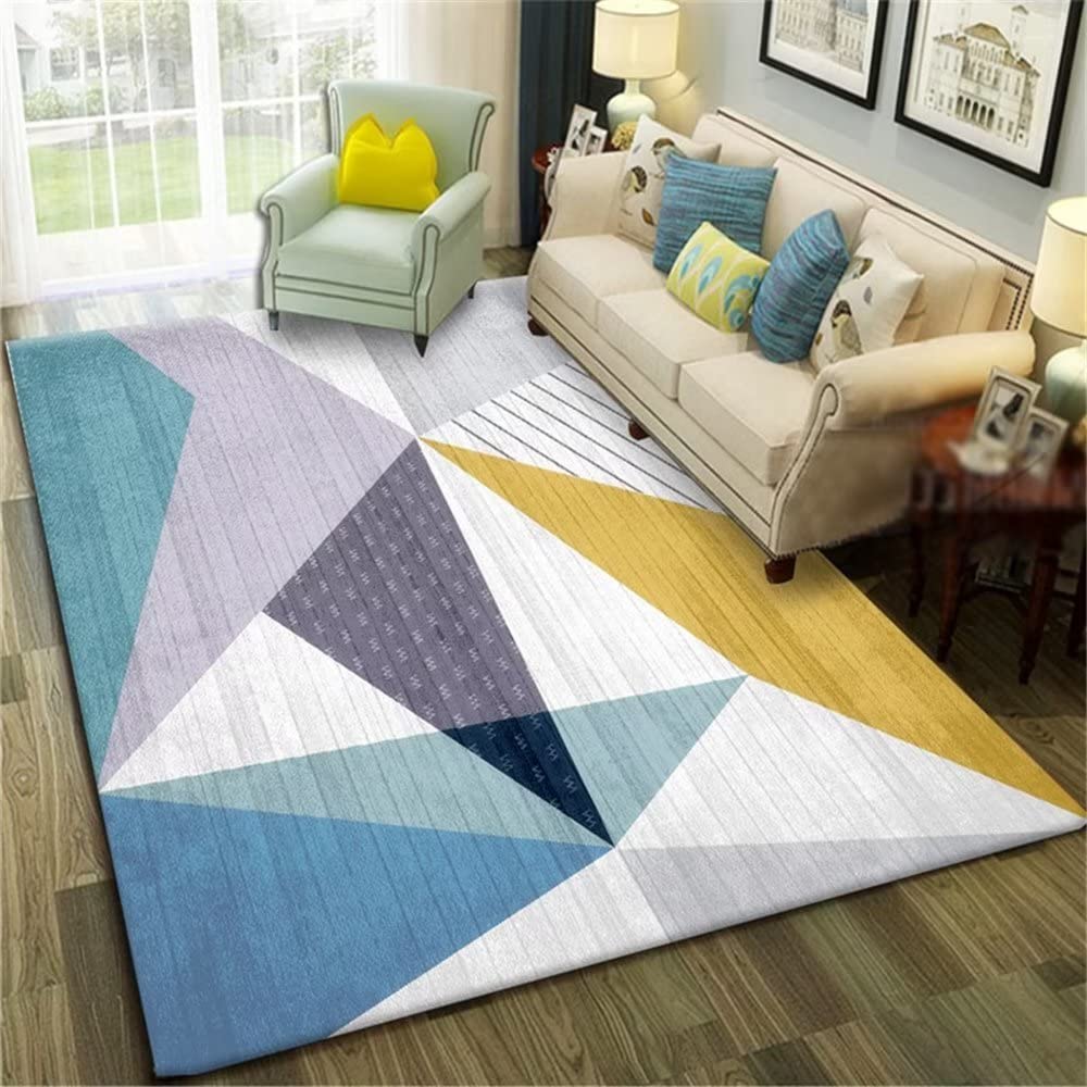 Grand tapis enfant bleu rectangulaire 120X180 cm pour salon et chambre