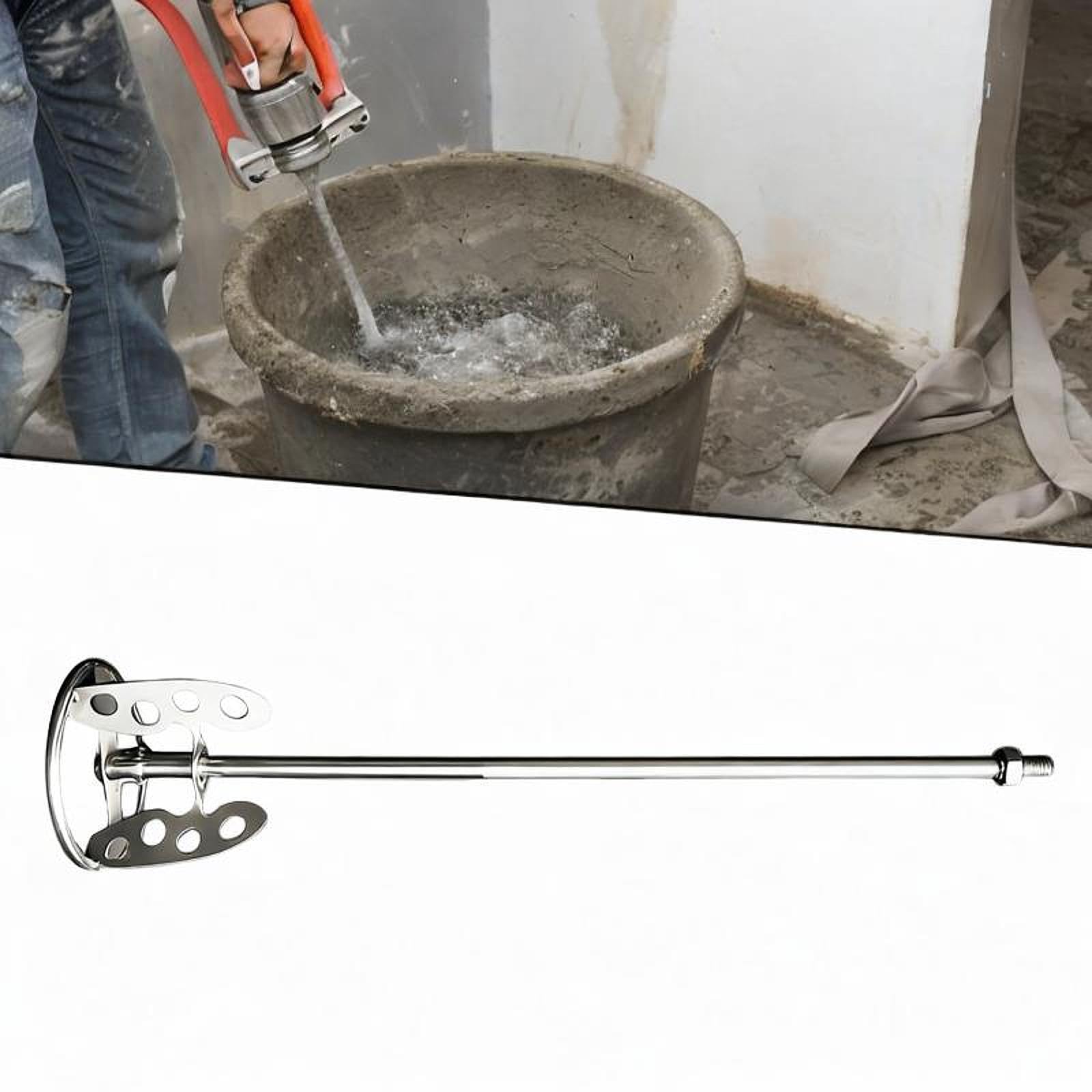 Tige à Mélanger Tige de Mélange pour Béton Malaxeur à Peinture pour Perceuse Outil d'Agitation de Mortier en Inox Adapté aux Bricoleurs Chantiers, M14