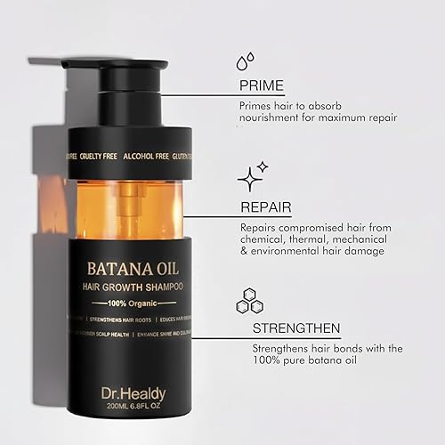 Miniatura 2 de Dr.Healdy - Juego de champú de aceite de batana antiadelgazamiento y acondicionador hidratante profundo (6.8 onzas x 2) aroma natural a base de