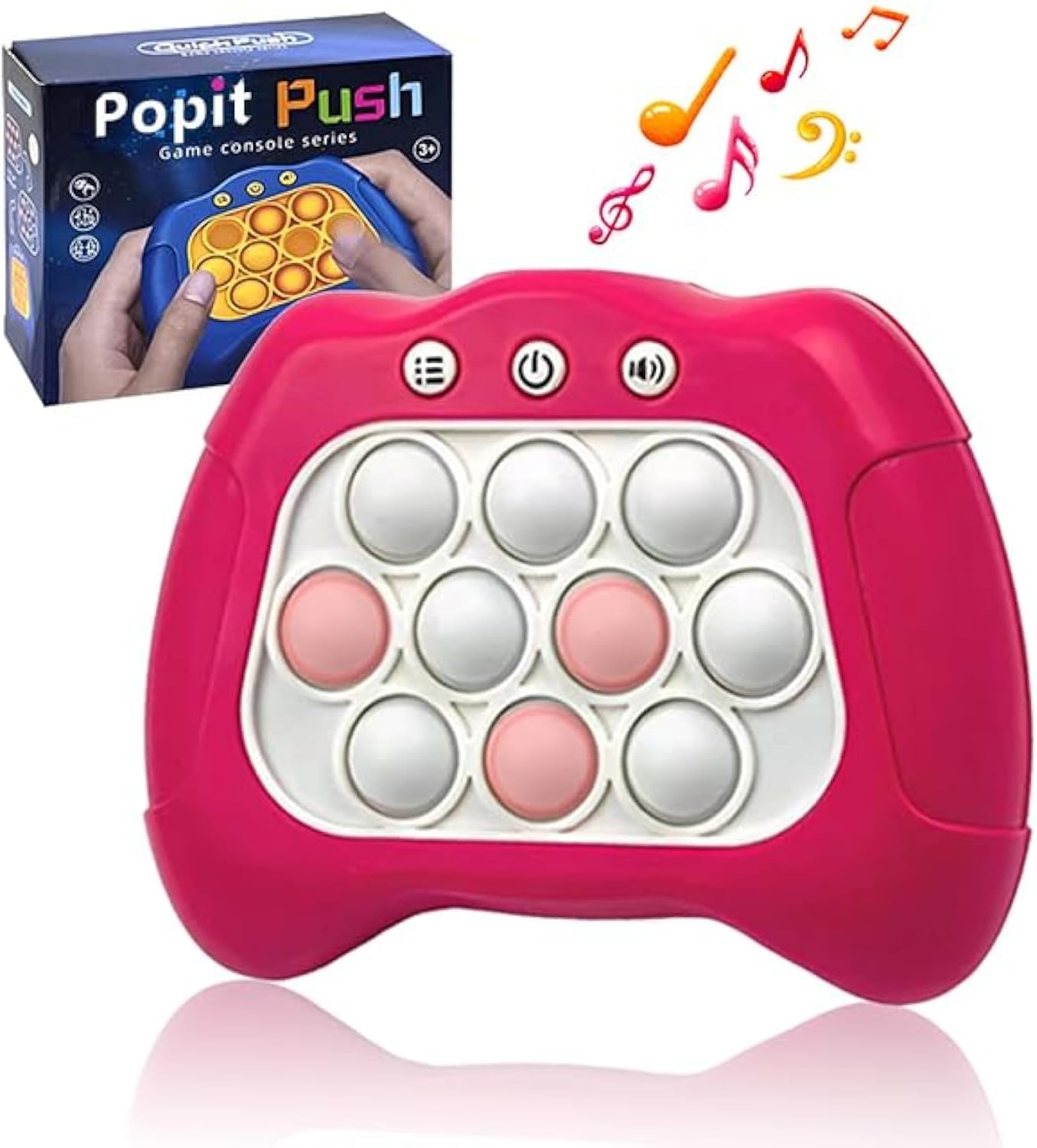 Quick push bubbles game console,Button Puzzle Pop Light Up Game,decompression breakthrough puzzle game machine,Sensory Fidget Toys for autism,Hand eye coordination game for Kids Adults(pink)