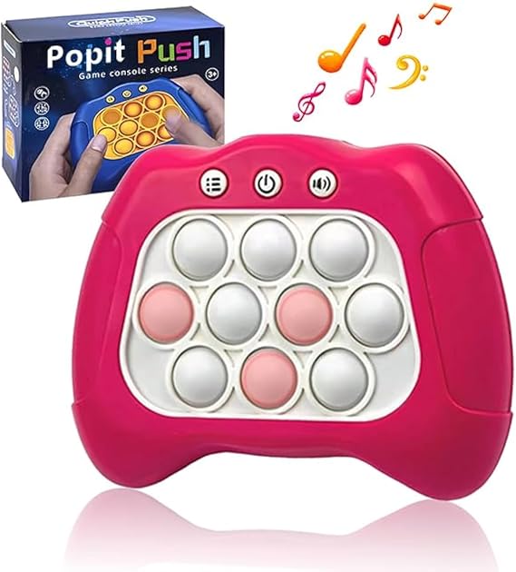 Fast Push Bubbles Game Console|Button Puzzle Pop Light up Game|Decompression Breakthrough Puzzle Game Machine|Sensory Fidget Toys for AutismHand Eye Coordination Game (pink)