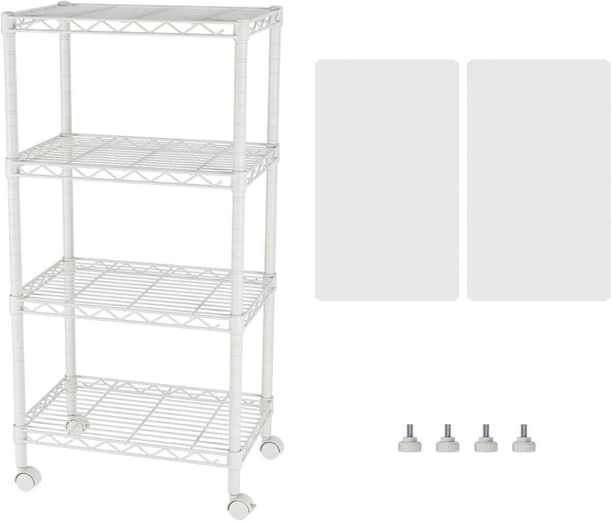SINGAYE 4 Small Shelves Storage Shelf Wire Shelving Unit Metal Shelf Adjustable Organizers Storage Shelving with Wheels for Bathroom Laundry Room Kitchen Pantry