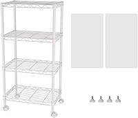 Vista 15 de SINGAYE Estante de almacenamiento ajustable de 4 niveles con ruedas, estantería resistente, estantes de alambre para garaje, oficina, despensa