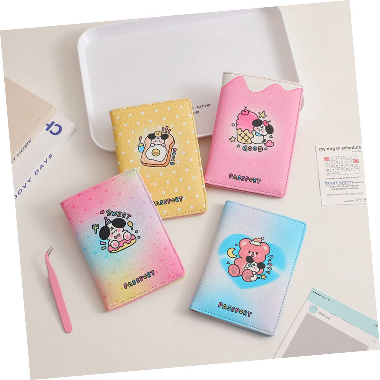 EXCEART 5piezas Cartera De Pasaporte Organizador De Viaje Portátil Múltiples Compartimentos Protector De Documentos Antirrobo RFID para Estudiantes y Viajeros