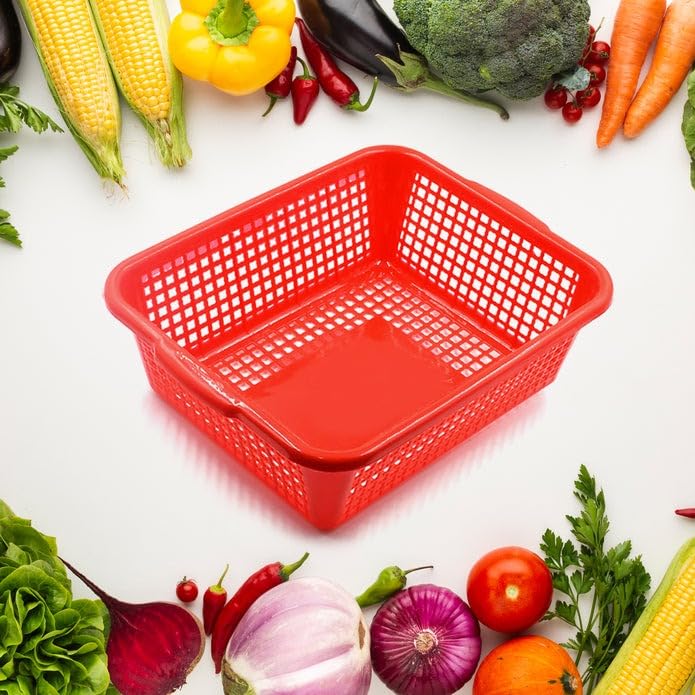 Image of AVETON Multipurpose Kitchen Organizer - Medium Plastic Basket for Washing Vegetables, Fruits, and Dish Rack Storage