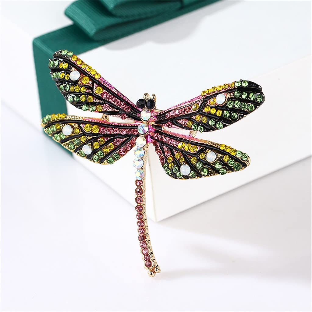Grüne Libelle Broschen Zinklegierung Strass Tier Pin Damen Bekleidungszubehör