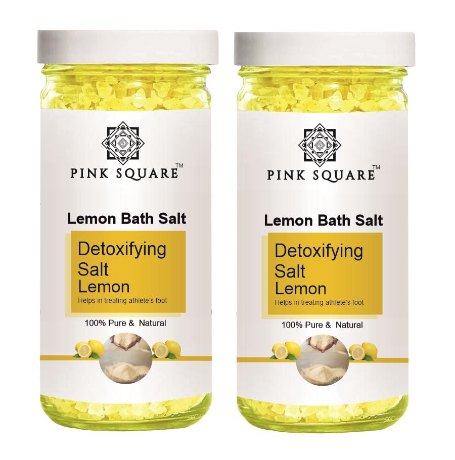 Pink Square Detoxifying Lemon Bath Salt Crystal And Bath | For Muscle Relief, Relieves Aches & Pain | Soothing & Relaxation | Pedicure & Manicure Salt (200g) Pack of 2-image-7