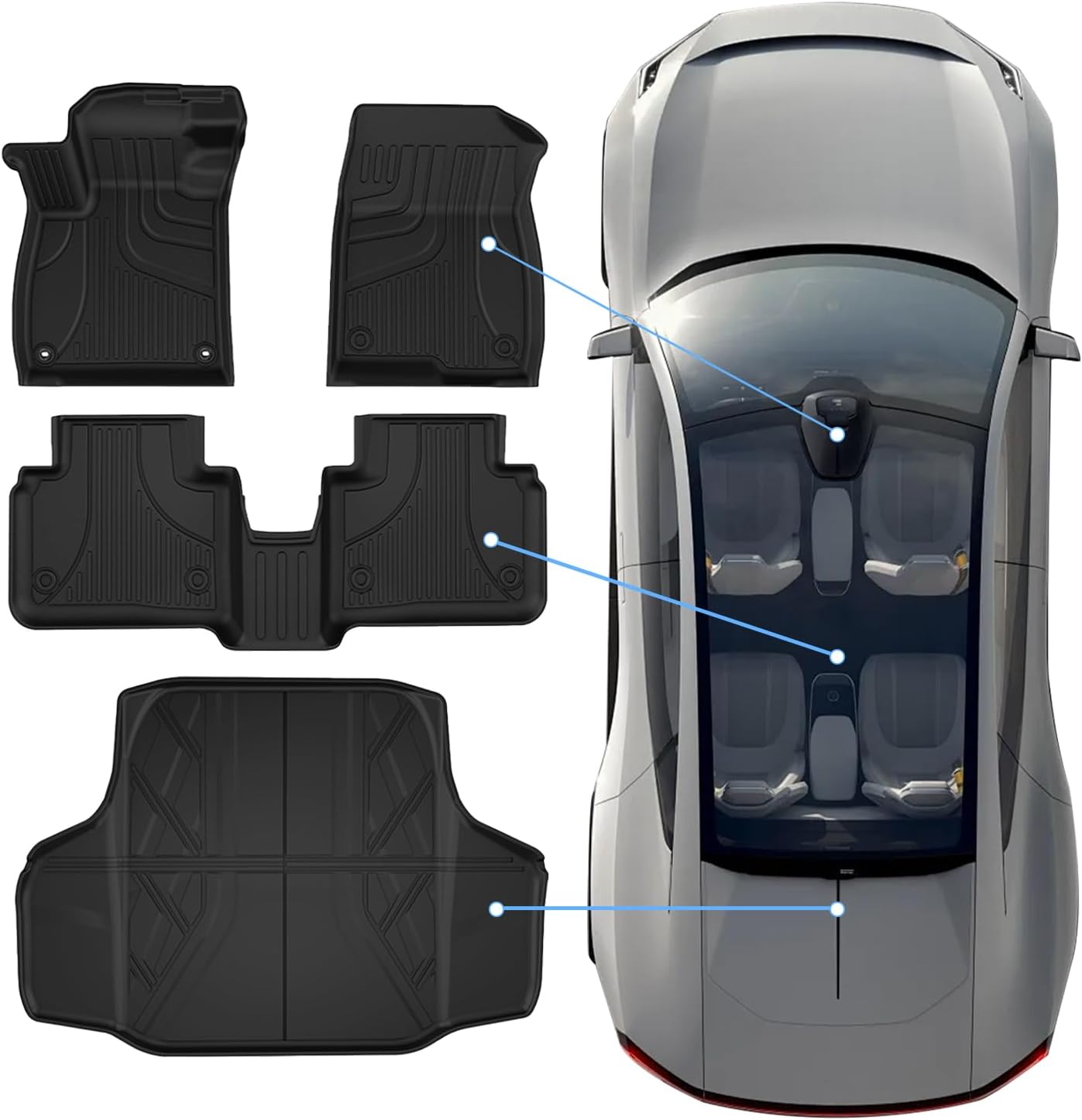 All Weather Floor Mats and Cargo Liner Fit for 2018-2022 Honda Accord Sedan, Custom Fit Floor Liners and Cargo Mat for Accord (Include Hybrid),1st 2nd Row Car Mats & Trunk Mat Full Set,Black