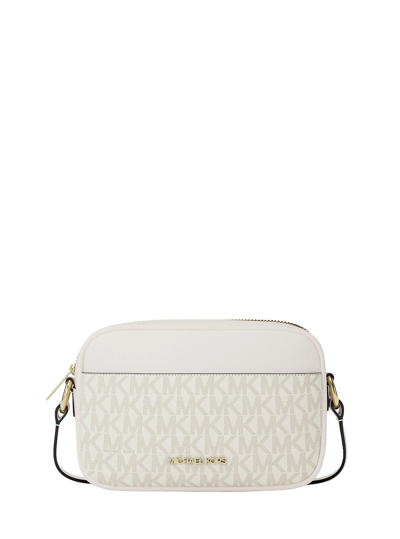 Michael Kors Jet Set - Bolso cruzado pequeño con logotipo Signature en color crema claro