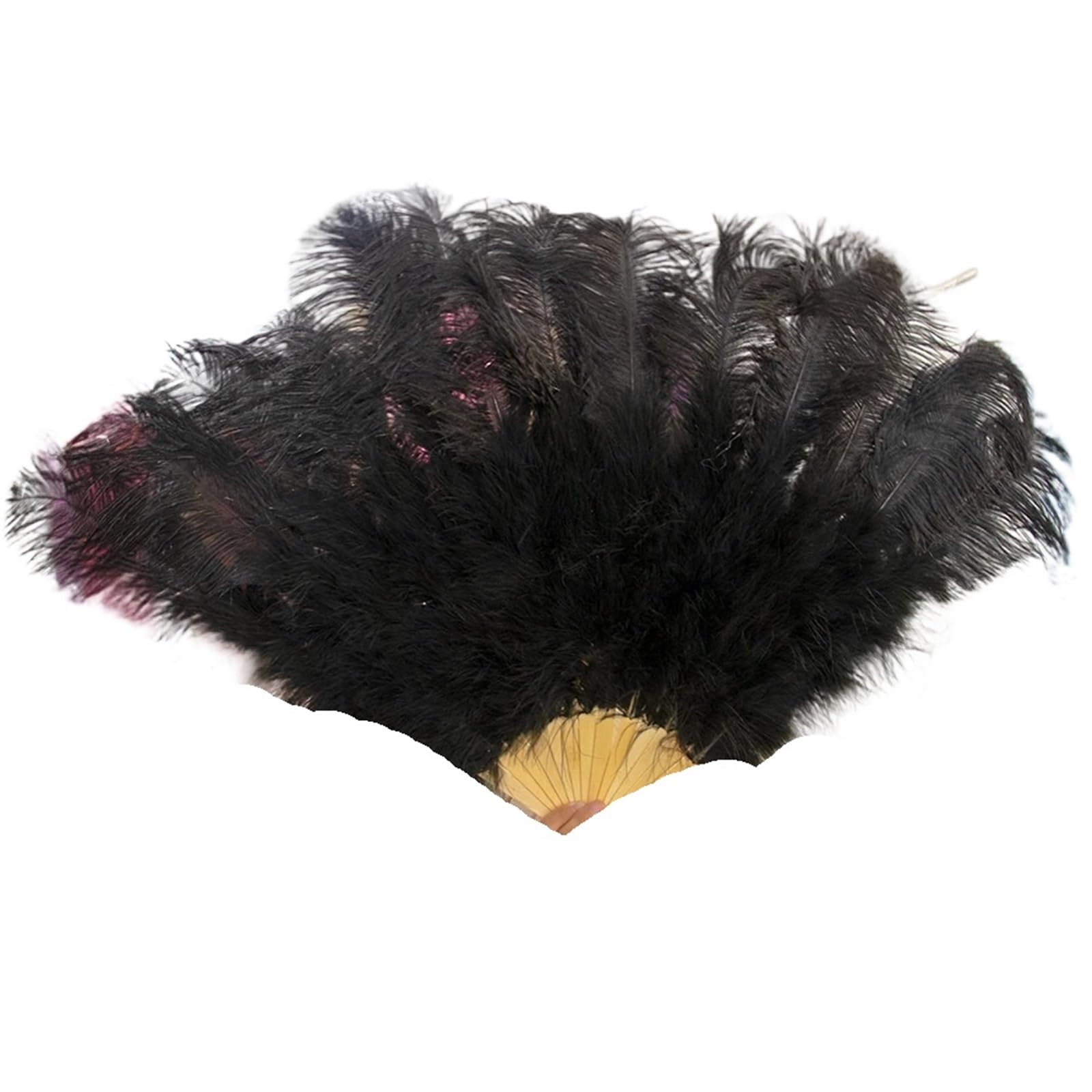 Folding Feather Fans 1-2PCS Feather Fans 90-130cm Large Hand Held Folding Fan Carnival Stage Performance Accessorie Feather Folding Hand Fan(Black,90CM 1PCS)