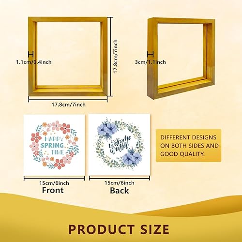 Miniatura 2 de FINGERINSPIRE 3 marcos de fotos de madera para decoración del hogar, con 36 diseños intercambiables para festivales, tarjetas de papel, 7 x 7