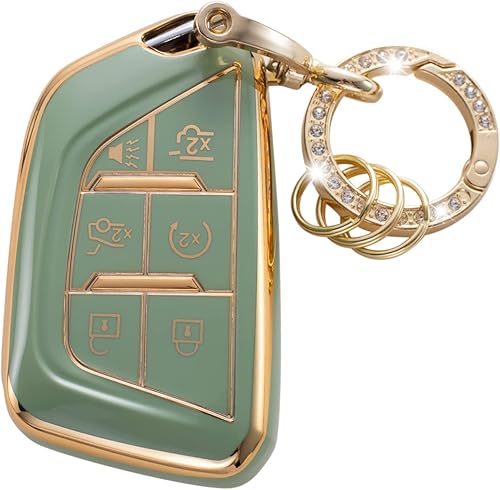 Gematay Funda para Llavero de Cadillac con Llavero, Cubierta de Carcasa de Llave Compatible con Cadillac 2020 2021 2022 2023 ATS CT5 CT6 XT4 XT5 XTS