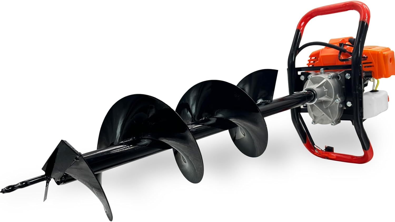 Post Hole Digger Earth Auger, Gas Powered 62cc 1.9HP 2-Stroke Engine, with 3 Drill Bits 3" & 5" & 8" and 24" & 24"& 24" Extension Rods, for Fence Post, Garden, Farmland, EPA Compliant