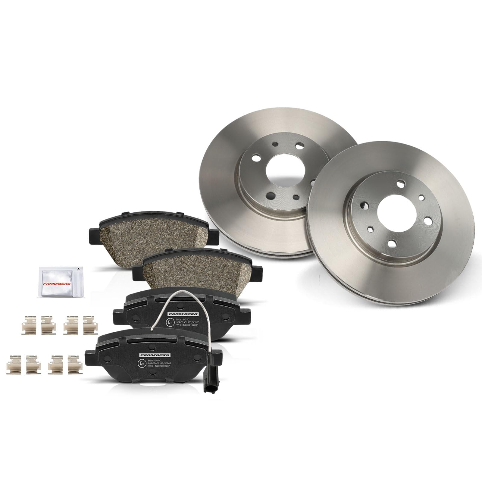 Frankberg Set freni incl. 2x Dischi Freno + 4x Pastiglie dei Freni Anteriore Compatibile con Idea 350 Cono 955 Bravo II 198 Qubo 225 Stilo 192 Replace# 46401356,46831041