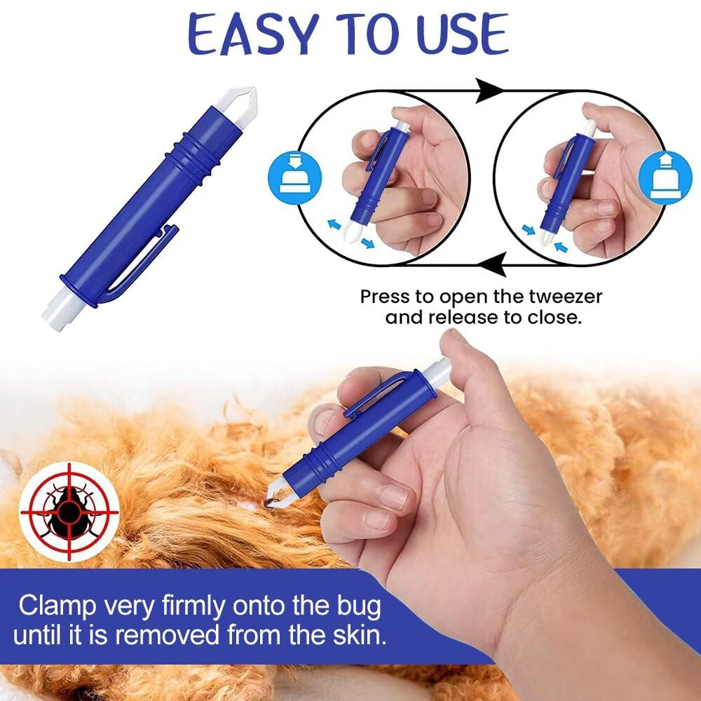 Juego de 4 herramientas para quitar garrapatas, kit profesional para quitar garrapatas con 1 pinza para quitar garrapatas y 3 ganchos, removedor de garrapatas sin dolor para perros, gatos,