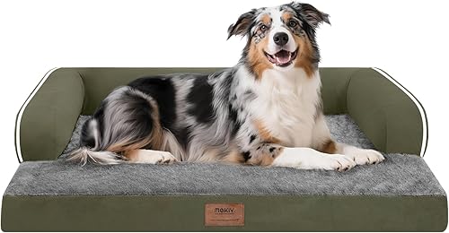 Miniatura 72 de Cama ortopédica extra grande para perros impermeable: cama de espuma viscoelástica para perros XL y extra grandes, sofá sofá, lavable con funda Azul