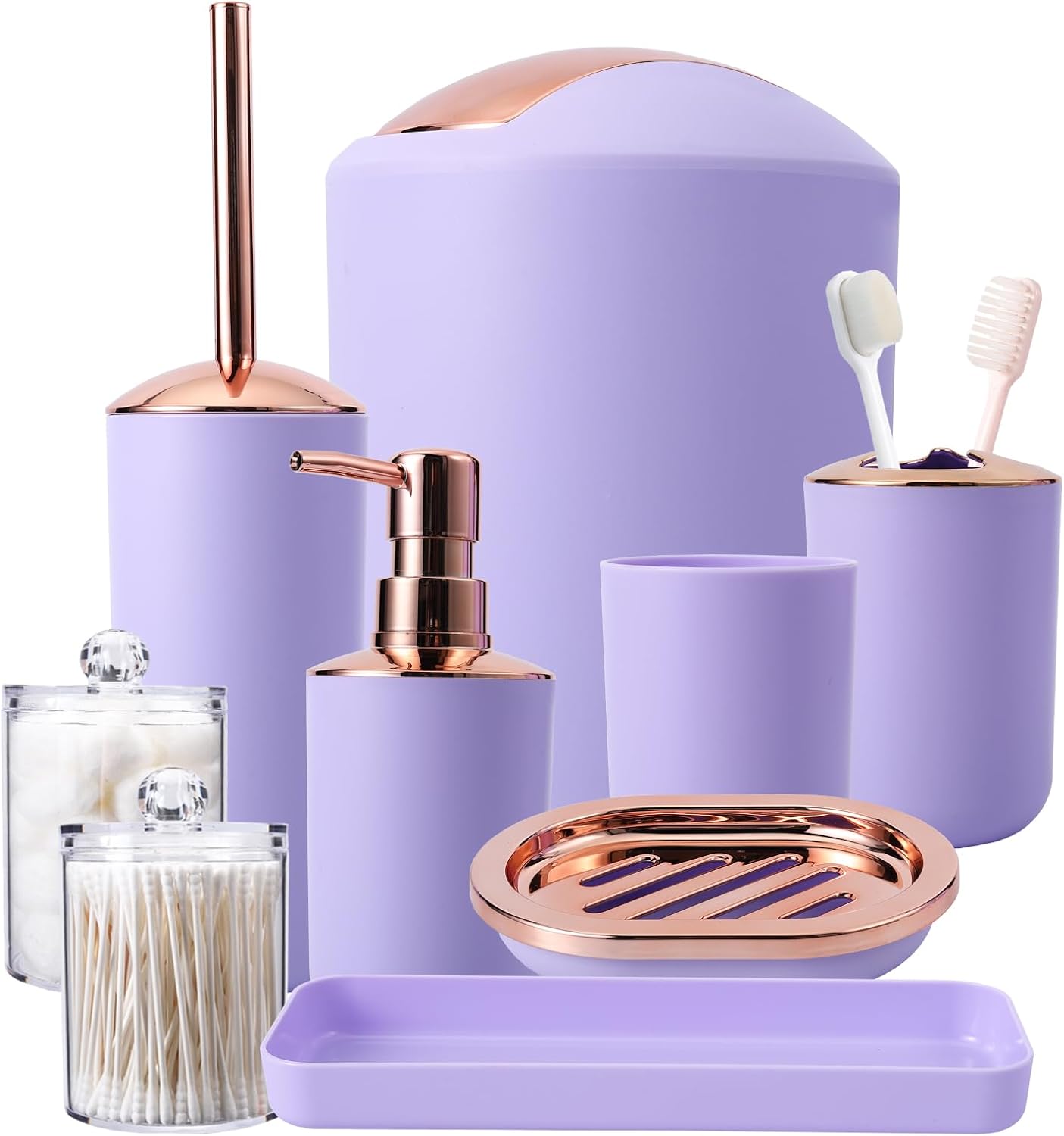 Purple Bathroom Accessories Set, 9Piece Complete with