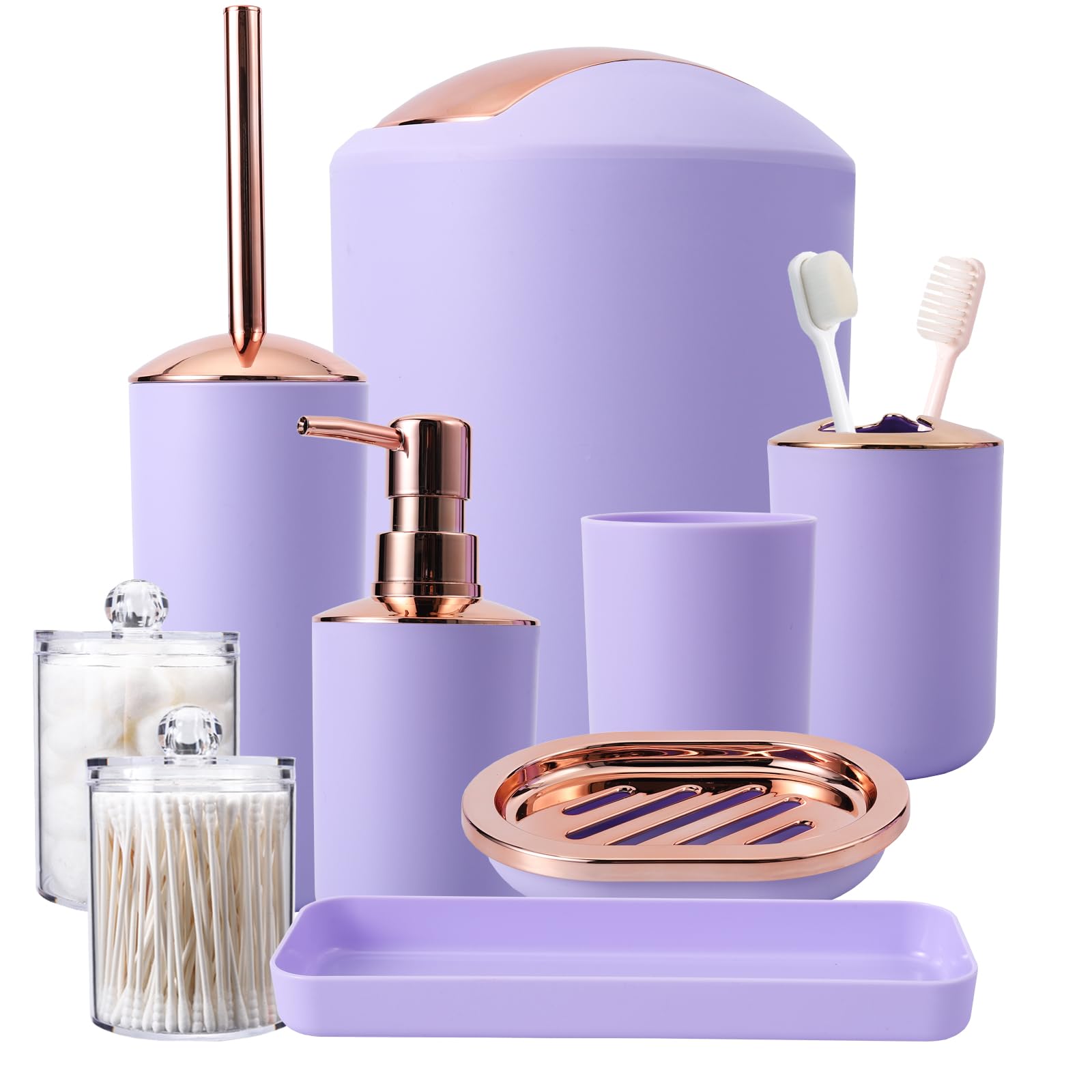Purple Bathroom Bin China Supplier 6 Pcs Plastic Purple Bathroom