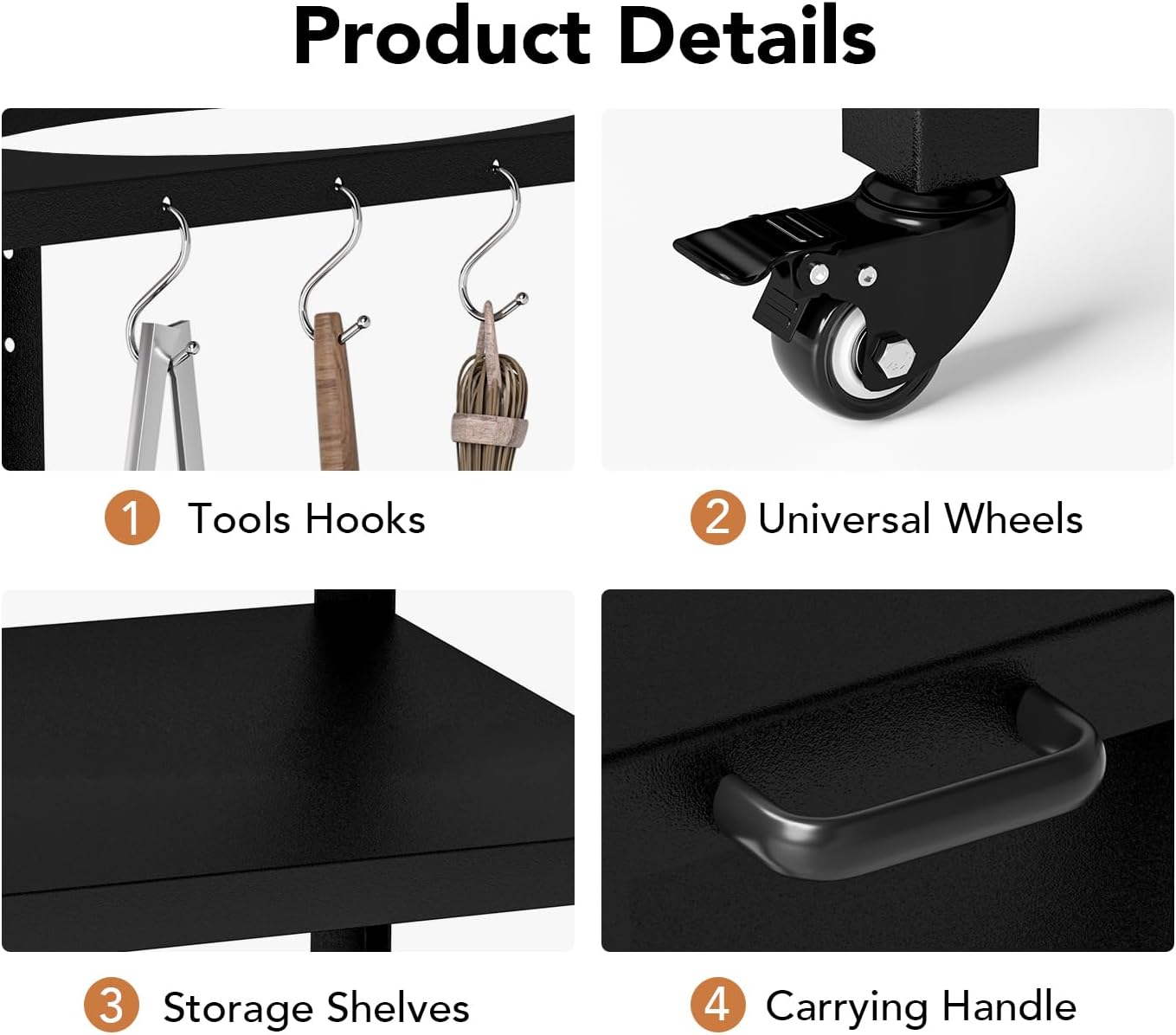 Grill Table for Large Big Green Egg, Modular Nest Frame Grill Stand with Wheel and Hook, Family Outdoor Cooking Rack for Barbecue, Compatible with M/L Model Big Green Eggs