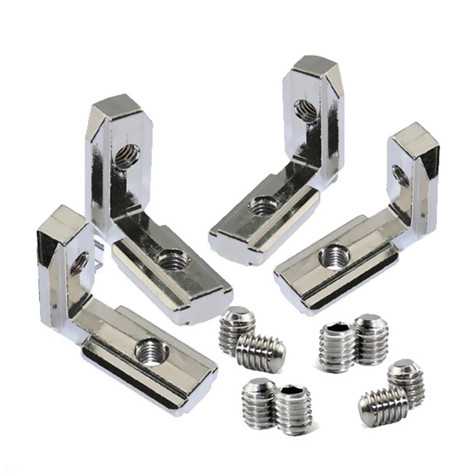 Escuadras Metalicas 10 conectores de esquina ocultos interiores con tornillos for perfil de aluminio(30-M6 Black)