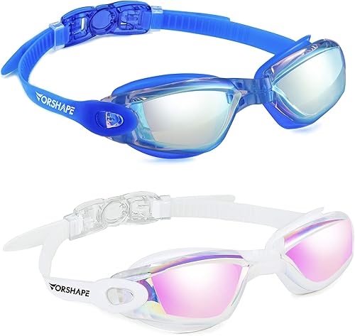 Adult Swim Goggles 2 Pack Anti Fog Swimming Goggles, No Leaking UV Protection Pool Goggles for Men Women Youth
