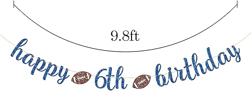 Miniatura 2 de Cartel de fútbol americano de feliz 6 cumpleaños, decoraciones de cumpleaños con temática de fútbol deportivo, suministros para fiesta de cumpleaños