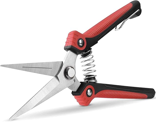 Jasni Pruning Shears, Heavy Duty Stainless Steel Ultra Sharp Multi-Purpose Gardening Hand Pruner Pruning Scissors for Garden Harvesting Fruits Vegetables, Trimming Plants Flowers, Black & Red