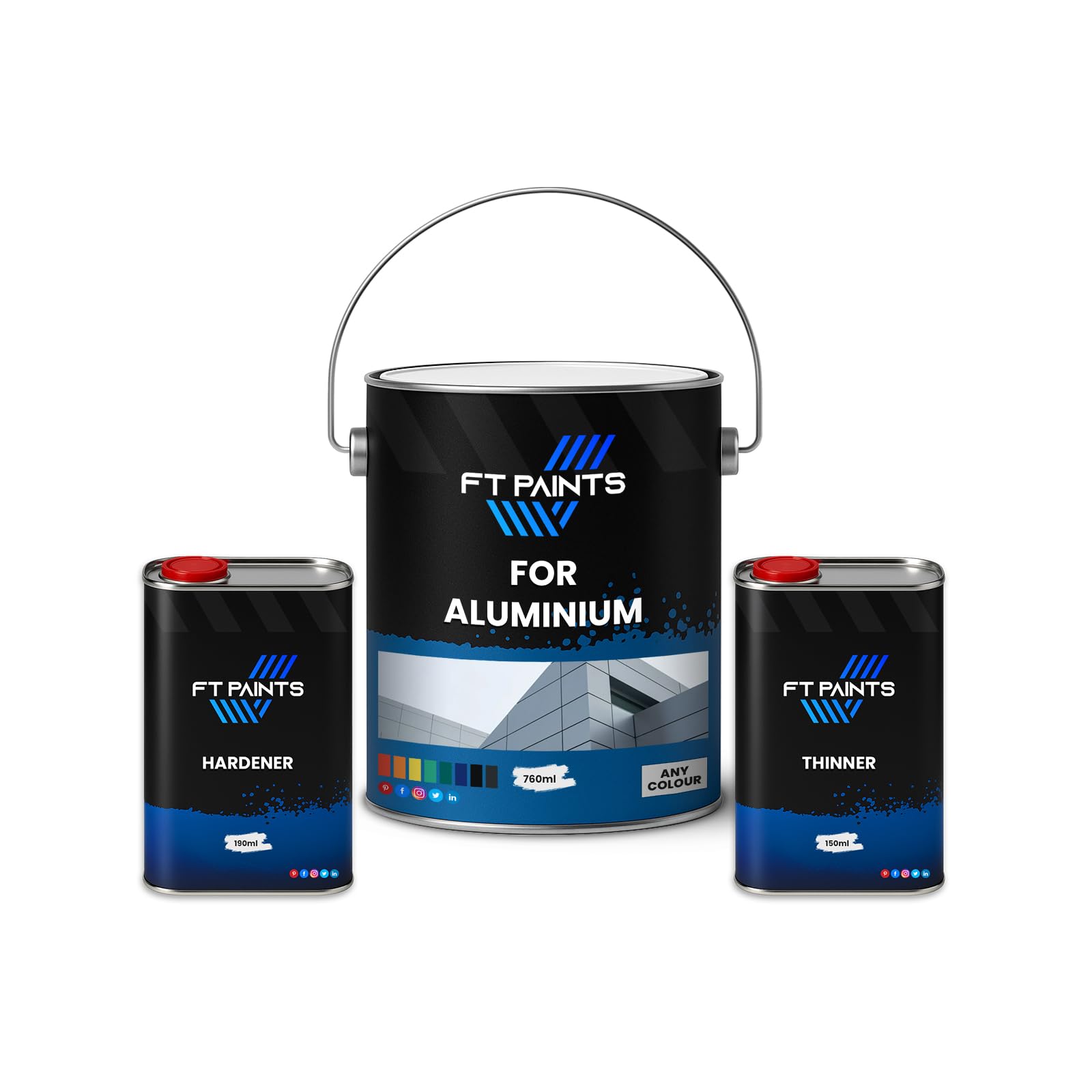 FabioT. FT Paints 1.10 L Kit Chassis Paint with Satin Gloss Finish for Aluminium- RAL 7012-Basalt Grey
