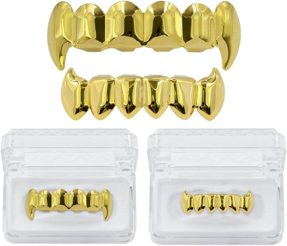 JINAO Vampire Fangs Teeth Grillz Top Bottom Set for Men Women image 4