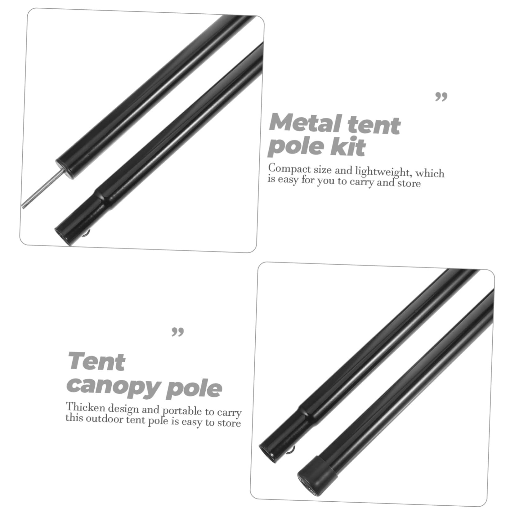 Lot de 4 Poteaux de Tente en Fer Noir, Kit de Support pour Toile de Tente, Design Épais, Facile à Ranger, pour Montage D’abris et Stabilité Accrue