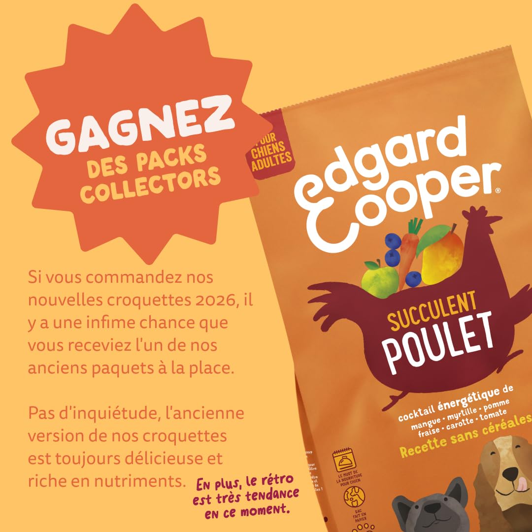 Edgard & Cooper Croquettes Chien Sans Céréales Pour Chiens Adultes Large (12kg), Poulet Frais, Teneur En Fibres Equilibrée Pour Ventres Heureux, Recette Naturelle, Jamais De Farine Animale
