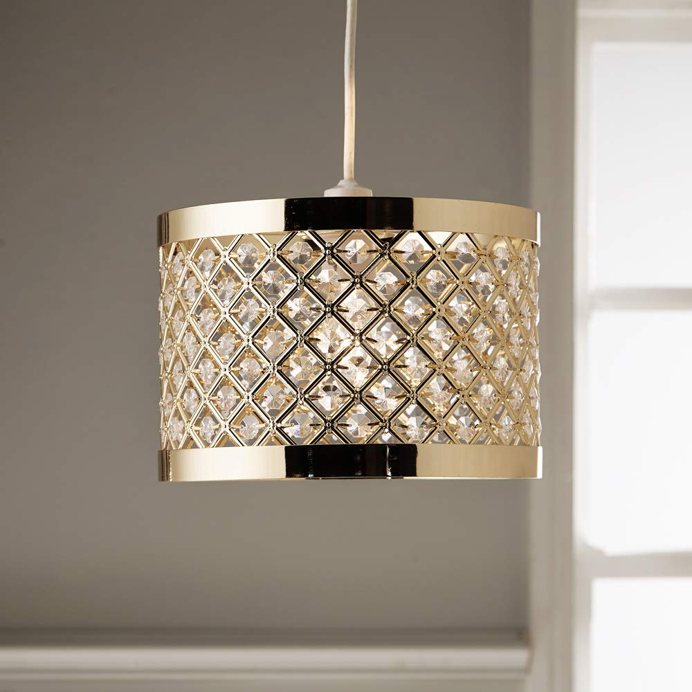 Kliving Horsham Gold Metal & Acrylic Beads Easy Fit Pendant Light Shade - 26cm